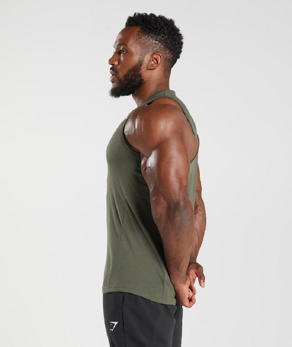 Camiseta Tirantes Gymshark React Hombre Verde Oliva | CO 3162OKI